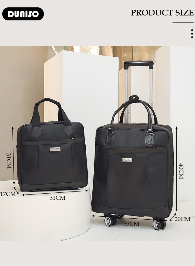 DUNISO طقم حقائب سفر مكون من قطعتين، حقيبة سفر قابلة للطي معتمدة من شركات الطيران، حقيبة سفر خفيفة الوزن مع عجلات دوارة، مجموعة حقائب سفر عائلية مع حقيبة دافل - Image 4