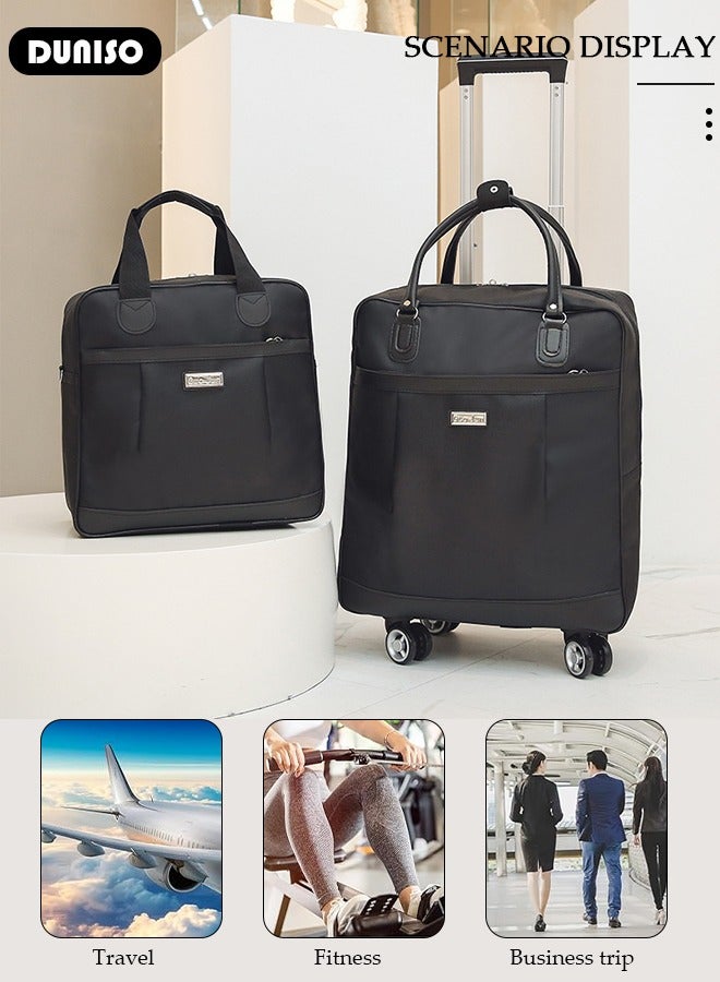 DUNISO طقم حقائب سفر مكون من قطعتين، حقيبة سفر قابلة للطي معتمدة من شركات الطيران، حقيبة سفر خفيفة الوزن مع عجلات دوارة، مجموعة حقائب سفر عائلية مع حقيبة دافل - Image 3