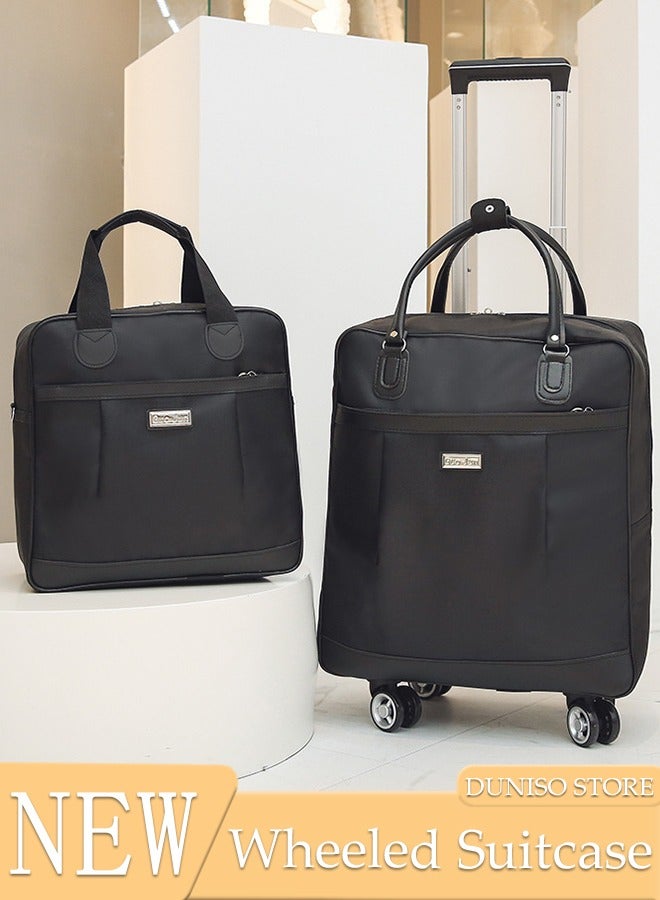 DUNISO طقم حقائب سفر مكون من قطعتين، حقيبة سفر قابلة للطي معتمدة من شركات الطيران، حقيبة سفر خفيفة الوزن مع عجلات دوارة، مجموعة حقائب سفر عائلية مع حقيبة دافل - Image 1