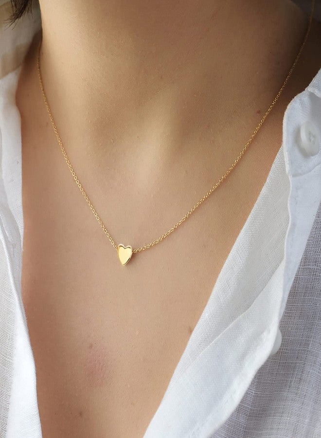 DeScount Delicate Tiny Gold Heart Choker Necklace,Dainty Cute Simple Heart Pendant Necklaces for Women - Image 3
