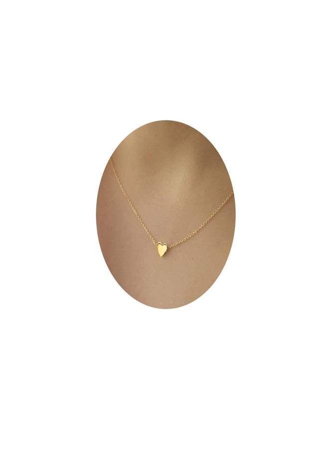 DeScount Delicate Tiny Gold Heart Choker Necklace,Dainty Cute Simple Heart Pendant Necklaces for Women - Image 1