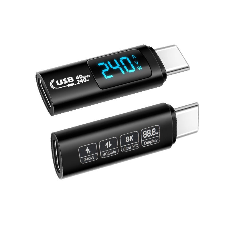 240W USB4 Display Adapter Type-C Power Tester Aluminum Alloy 40G for Apple 15 Black