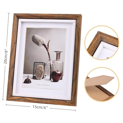 HOME ELEMENTS 1 Pc Wooden Photo Frame With Glass for Table, Floating Design Frame, Tabletop Picture Frames for Living Room, Table Decor, Home Decor, Office Desk,Premium Gifting - Rustic Brown (6"x8") - Image 3