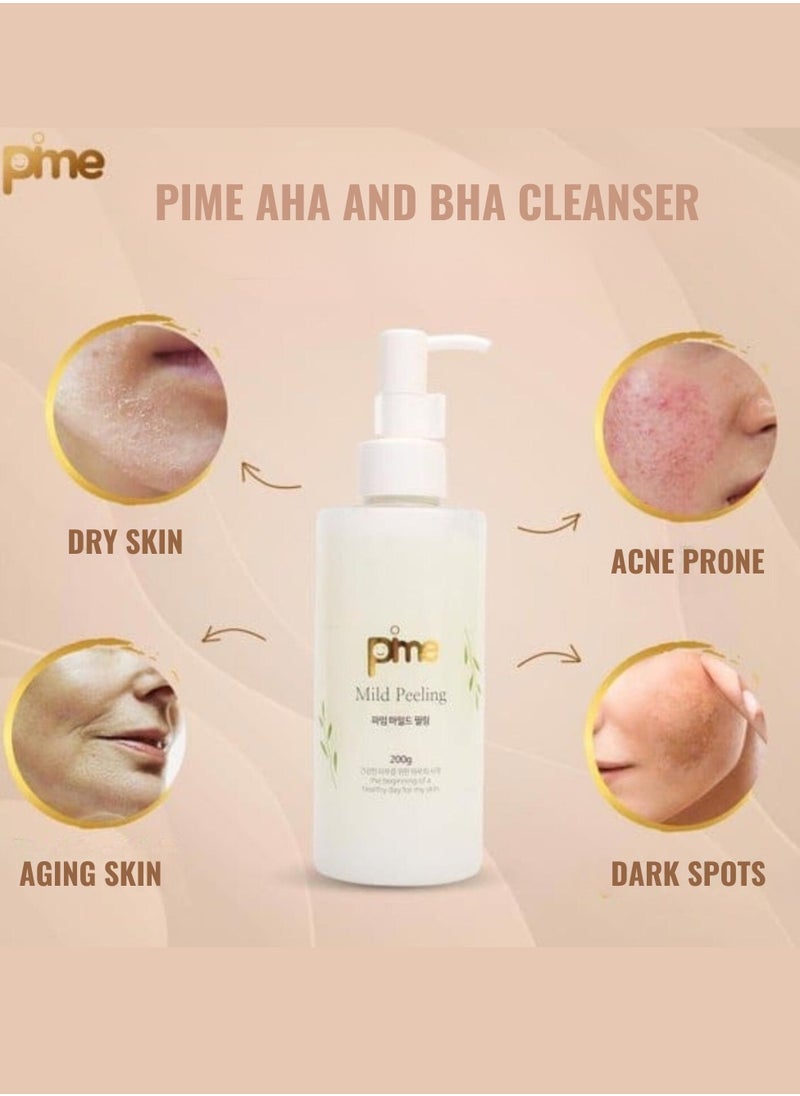 pime - AHA and BHA Cleanser Pime Face and Body With mild peeling solution for removing waste and dead skin cells in the skin and pores in order to provide effective nutrients for skin care 200g - Image 1