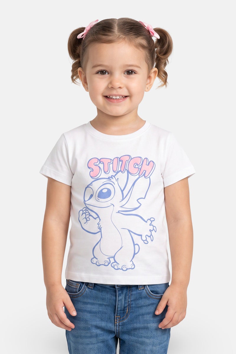 Disney Toddlers Girl Lilo And Stitch Short Sleeve Top, White - Image 1