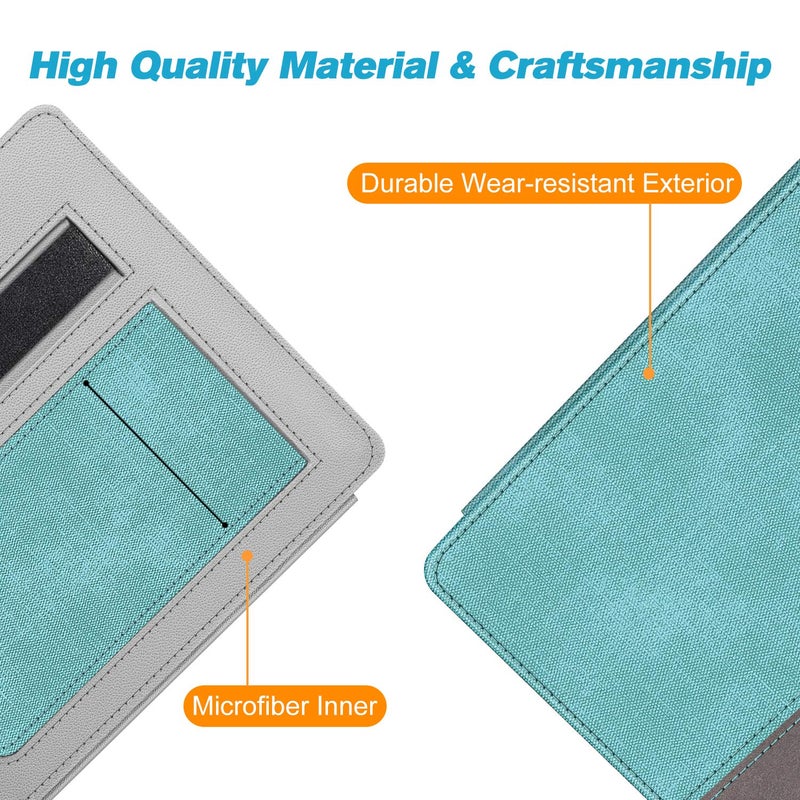 CaseBot Stand Case for Kindle Oasis (10th/9th Generation, 2019/2017 Release) - Premium PU Leather Sleeve Cover with Card Slot and Hand Strap, Turquoise - Image 2