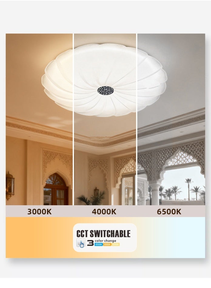 مودي مصباح سقف LED بقوة 80 واط، 49 سم، 3 ألوان قابلة للتبديل بتقنية CCT، 3000 كلفن/4000 كلفن/6500 كلفن، سطوع عالي 6000 لومن، بدون وميض، مصباح تثبيت مدمج من مادة PVC لغرفة النوم، غرفة المعيشة، غرفة الطعام - Image 2