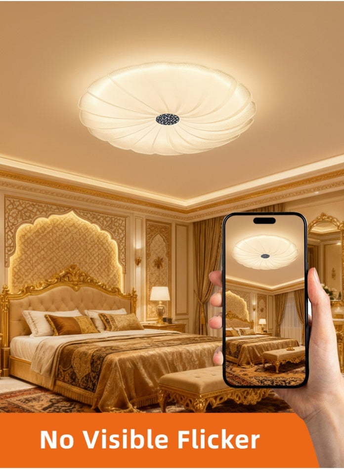 مودي مصباح سقف LED بقوة 80 واط، 49 سم، 3 ألوان قابلة للتبديل بتقنية CCT، 3000 كلفن/4000 كلفن/6500 كلفن، سطوع عالي 6000 لومن، بدون وميض، مصباح تثبيت مدمج من مادة PVC لغرفة النوم، غرفة المعيشة، غرفة الطعام - Image 1