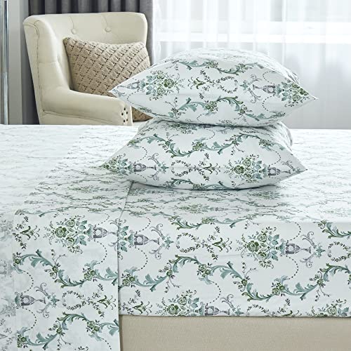 DAUAOTO Cotton Sheets Set Twin XL Printed Bedding Sets, Up to 14" Deep Mattress, Botanical Vines Pattern Bedlinen for Twin Extra Long Bed, Green - Image 5