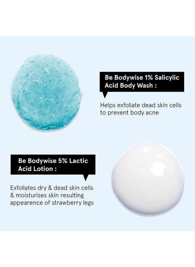 Be Bodywise لوشن الجسم بحمض اللاكتيك 5% من بودي وايز 200 مل وغسول الجسم 250 مل للنساء يساعد على منع حب الشباب في الجسم وينظف البشرة ويغذي البشرة  - Image 3