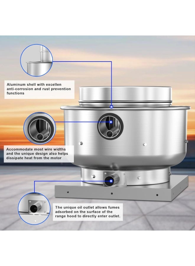 HYITCL Restaurant Canopy Hood Grease Rated Exhaust Fan- Food Truck High-Speed Direct Drive Centrifugal Upblast Exhaust Fan 1/6 HP 220 Volt Single Phase Motor 880 CFM - Image 4
