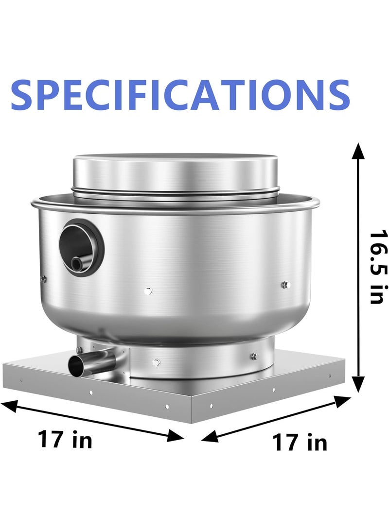 HYITCL Restaurant Canopy Hood Grease Rated Exhaust Fan- Food Truck High-Speed Direct Drive Centrifugal Upblast Exhaust Fan 1/6 HP 220 Volt Single Phase Motor 880 CFM - Image 2