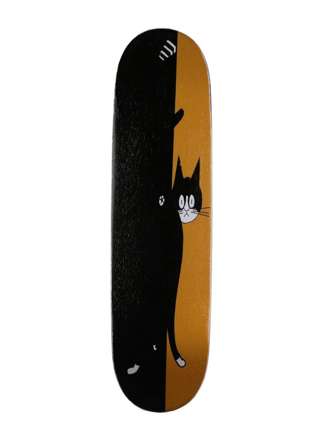 NOAHWOOD Fingerboards Deck (9.5s Short Nose Short Tail) Finger Skateboarding Deck (only Deck no Truck no Wheel) (Black Cat i) - Image 1