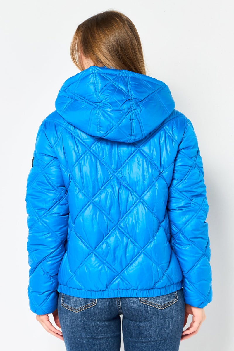 Kenneth Cole Women Quilted Puffer Jacket, Blue - Image 2
