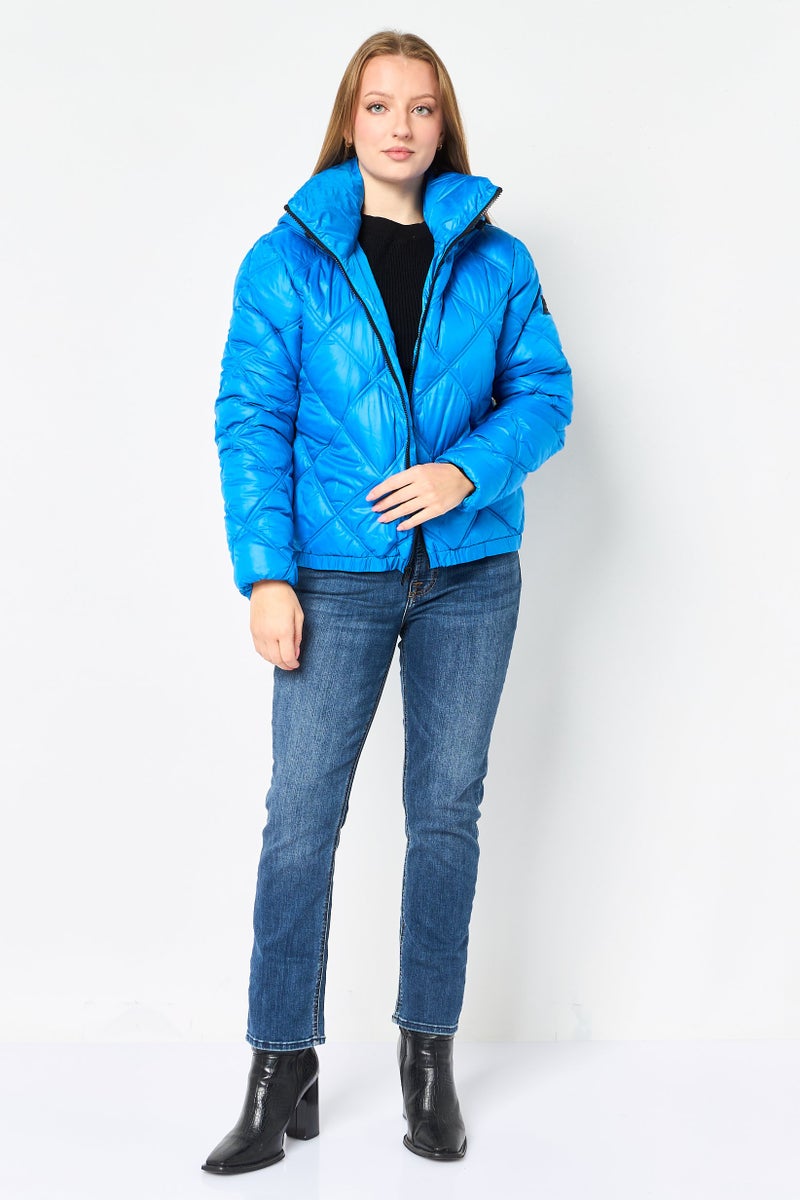 Kenneth Cole Women Quilted Puffer Jacket, Blue - Image 3