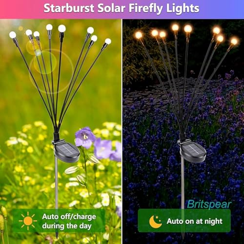 BRITSPEAR Solar Light Garden Waterproof Outdoor Swaying by Wind Firefly LED for Patio Yard Farmhouse Home Decor Light (Farmhouse, 1) - Image 4