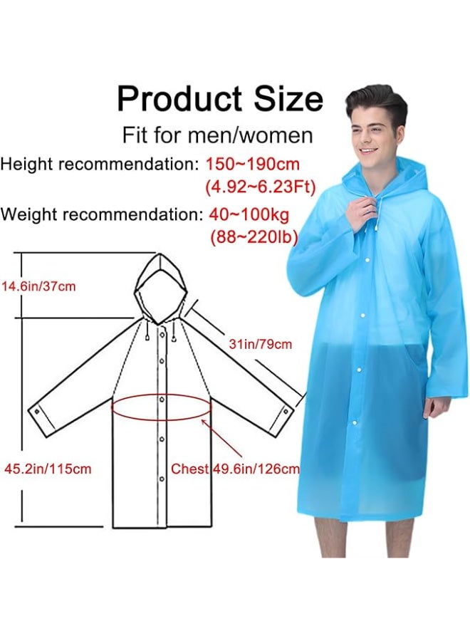Reusable Adults Raincoats,Rain Ponchos with Hood Drawstring, Lightweight Rain Coat Waterproof 145LX68CM (Blue) - Image 2