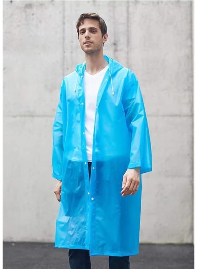 Reusable Adults Raincoats,Rain Ponchos with Hood Drawstring, Lightweight Rain Coat Waterproof 145LX68CM (Blue) - Image 3