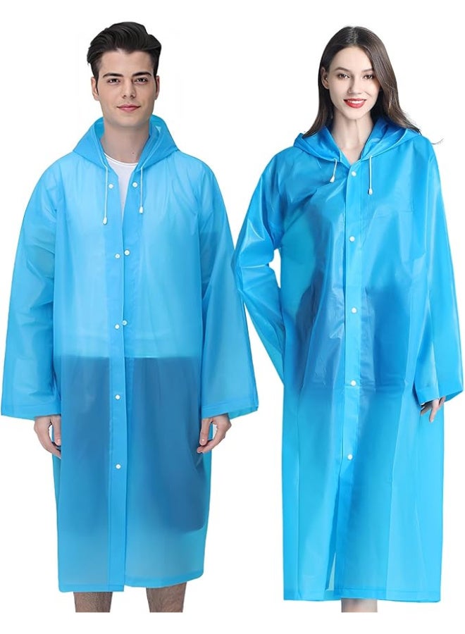 Reusable Adults Raincoats,Rain Ponchos with Hood Drawstring, Lightweight Rain Coat Waterproof 145LX68CM (Blue) - Image 4