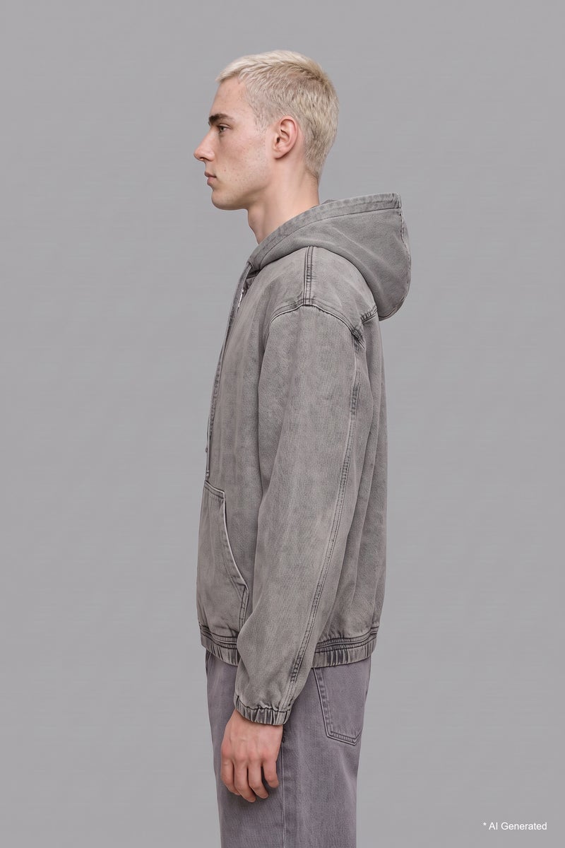 DeFacto Grey Man Oversize Fit Cotton Jacket Casual - Image 3
