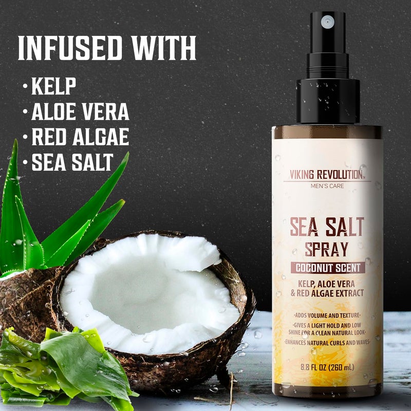 Viking Revolution Coconut Sea Salt Spray for Hair Men - Hair Texturizing Spray with Kelp, Aloe Vera & Red Algae Extract - Surf to Add Volume and Texture - Sea Salt for Men Beach - Image 5