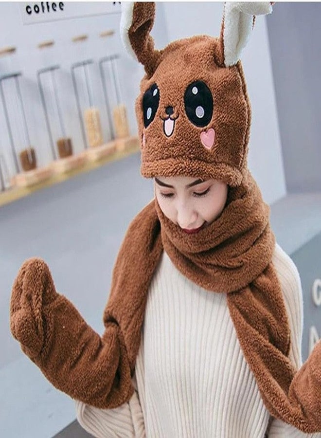 Malvina Kids Panda Design Balaclava/Monkey/Ski Cap Winter Warm Scarf Set | Plush/Beanie Wool Faux Fur Neck Scarf for Boys and Girl's Brown - Image 5