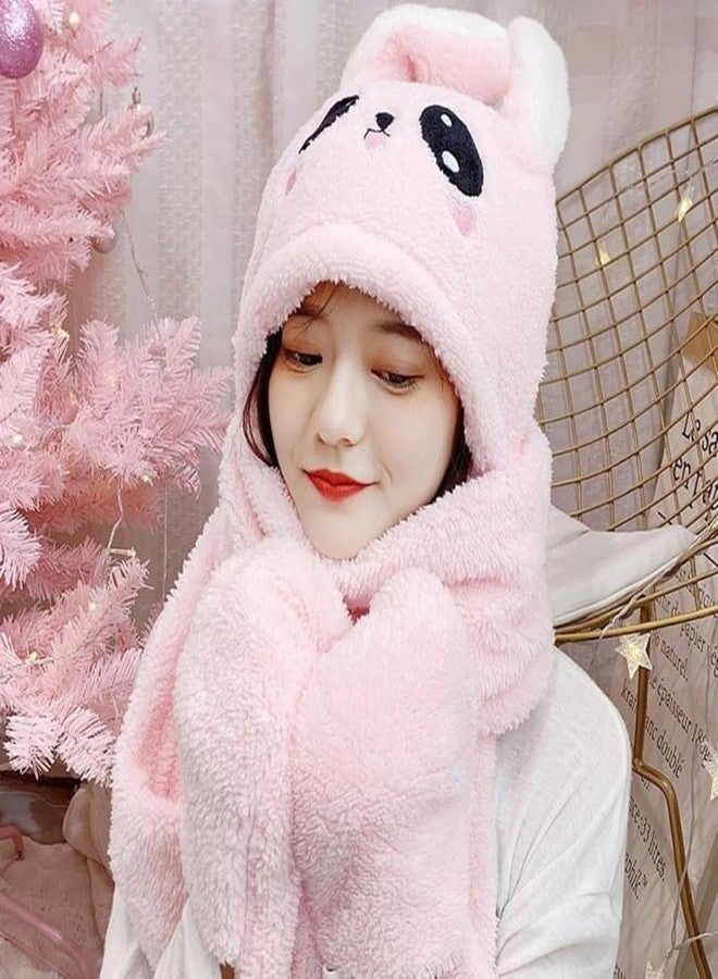 Malvina Kids Panda Design Balaclava/Monkey/Ski Cap Winter Warm Scarf Set | Plush/Beanie Wool Faux Fur Neck Scarf for Boys and Girl's Brown - Image 2