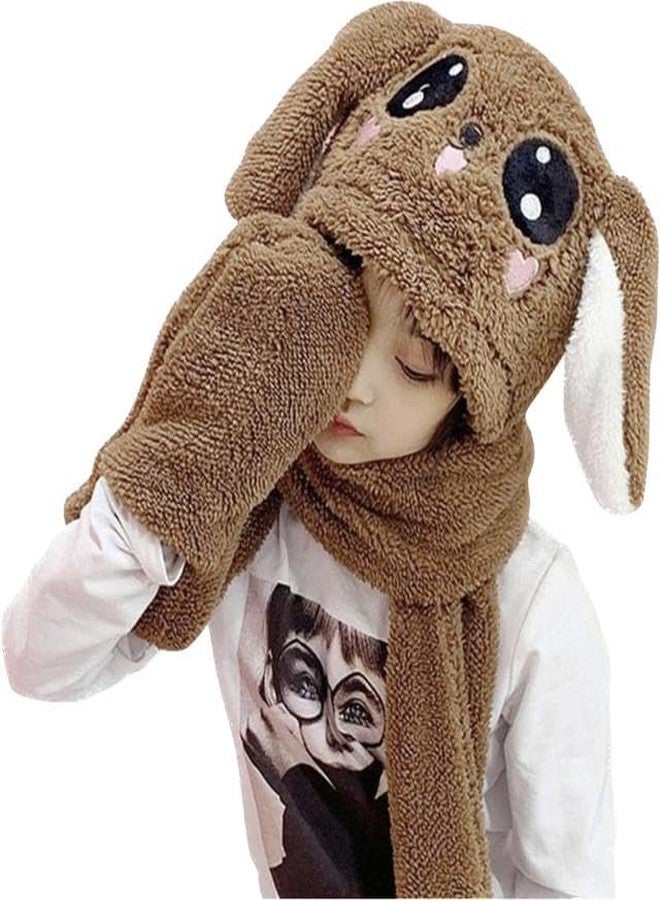 Malvina Kids Panda Design Balaclava/Monkey/Ski Cap Winter Warm Scarf Set | Plush/Beanie Wool Faux Fur Neck Scarf for Boys and Girl's Brown - Image 1