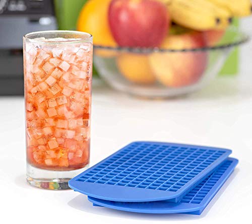 Jisile Silicone Mini Ice Cube Tray, 160 Crushed Ice Cube Molds Easy Release Small Ice Cube for Chilling Whiskey Cocktail, Kitchen Gadgets Stackable Ice Trays (Blue) - Image 2