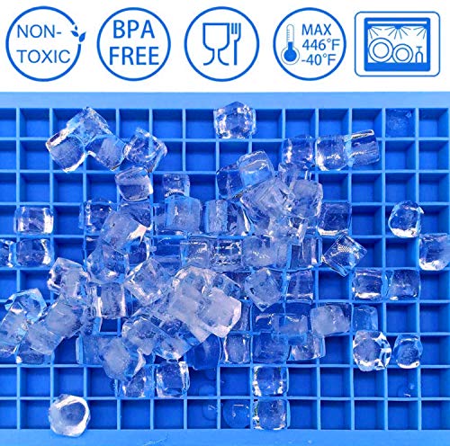 Jisile Silicone Mini Ice Cube Tray, 160 Crushed Ice Cube Molds Easy Release Small Ice Cube for Chilling Whiskey Cocktail, Kitchen Gadgets Stackable Ice Trays (Blue) - Image 3