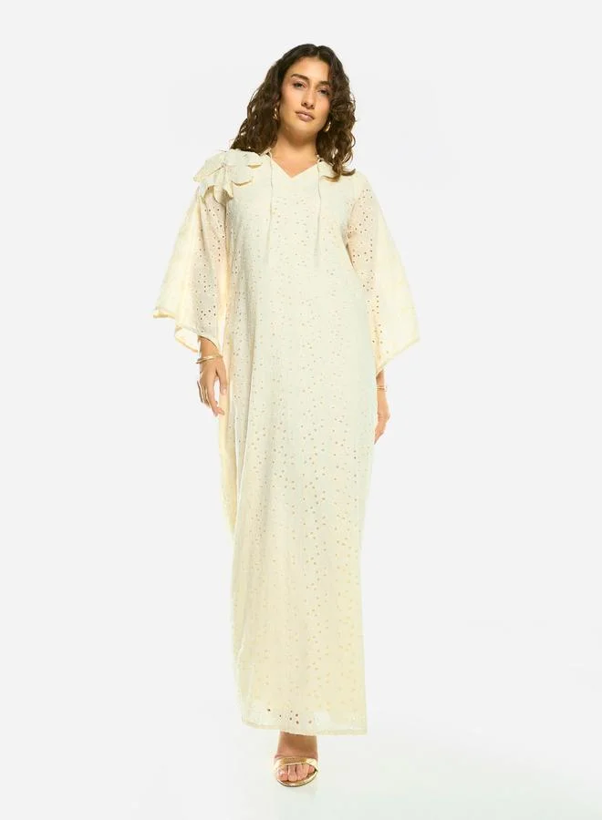 House of Moda Bow Detail Lace Cut-Out Maxi Dress