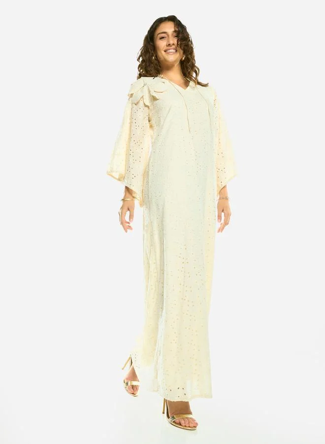 House of Moda Bow Detail Lace Cut-Out Maxi Dress