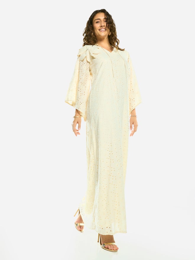 House of Moda Bow Detail Lace Cut-Out Maxi Dress - Image 1