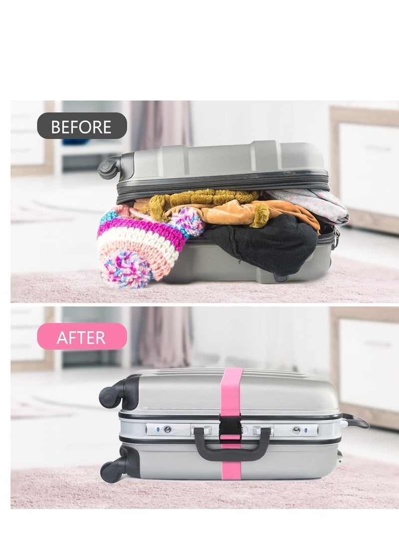 KASTWAVE Luggage Straps Suitcase Belts Wide Adjustable Packing Straps Travel Accessories, Suitcase Belts, Packing Straps Travel Belts Accessories for Business Traveling Packing, 2 PCS 74 x 2 Inch Pink  - Image 3
