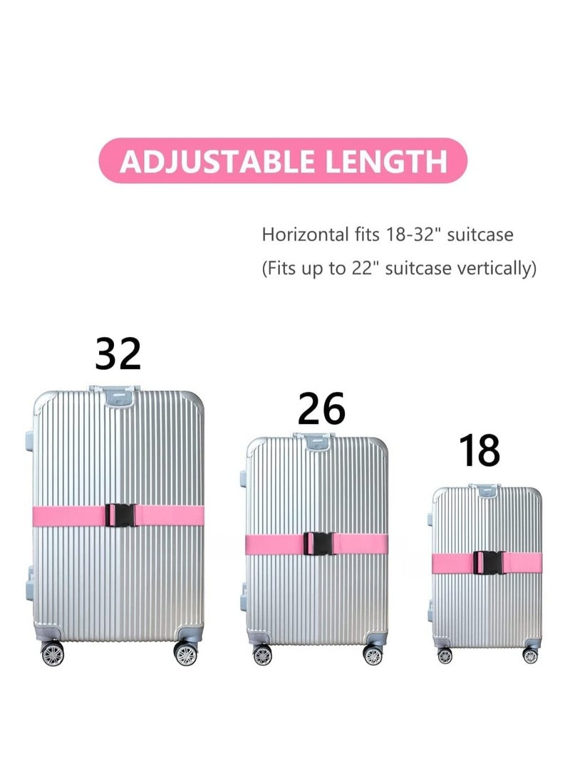 KASTWAVE Luggage Straps Suitcase Belts Wide Adjustable Packing Straps Travel Accessories, Suitcase Belts, Packing Straps Travel Belts Accessories for Business Traveling Packing, 2 PCS 74 x 2 Inch Pink  - Image 5