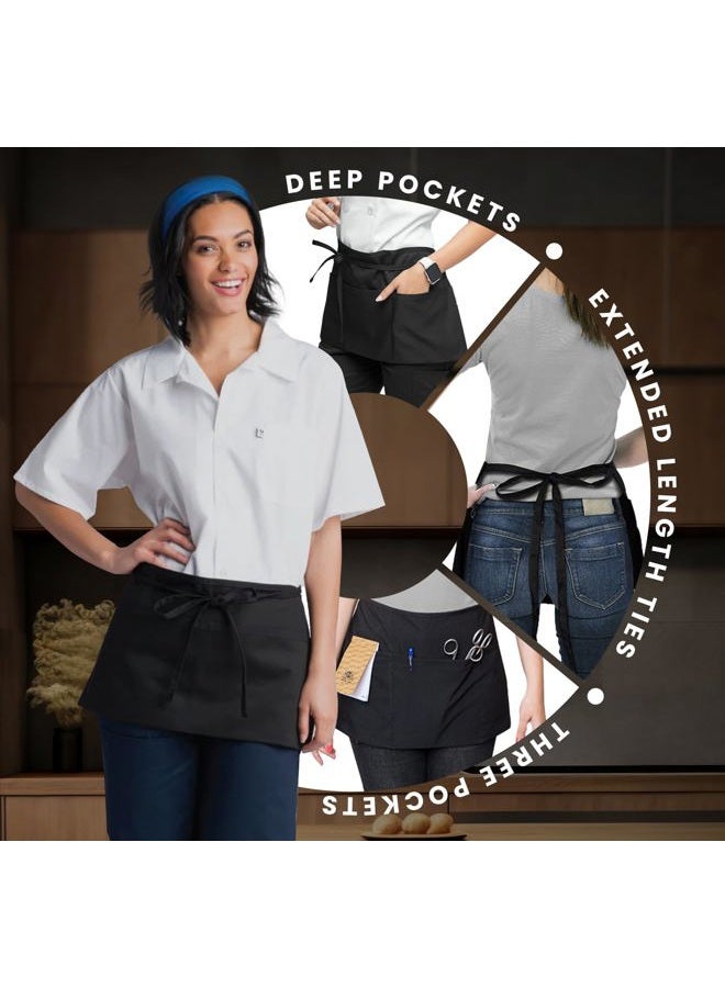 Avalon Kitchen Server aprons with 3 Pockets - Waitress Apron - Waist apron 24x12 Inches Made from 100% Polyester half apron - Image 3