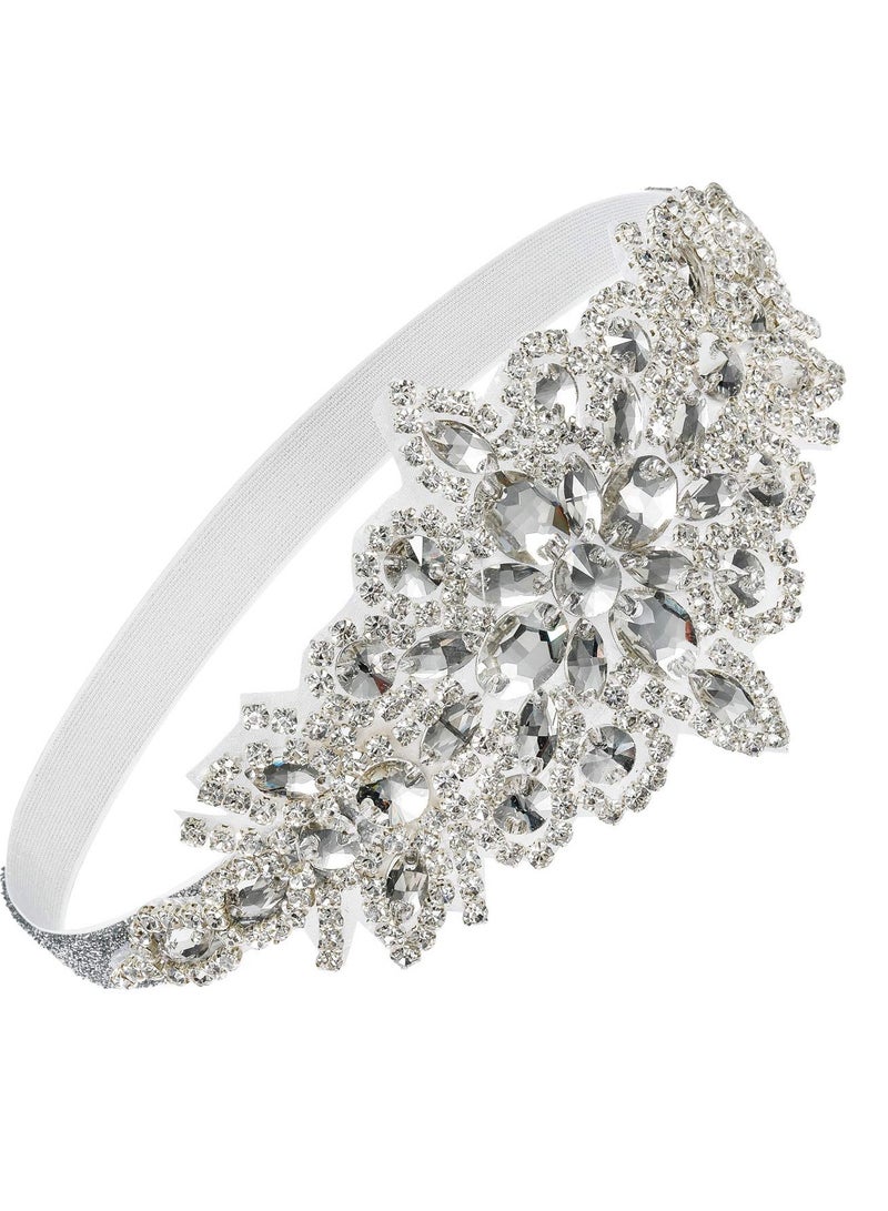 Loquat Rhinestone Flapper Headband, Elastic 1920s Headpiece, Vintage Rhinestones Crysatal Drop Headpiece Headband Wedding Prom Women Girl Hair Accessories - Image 3
