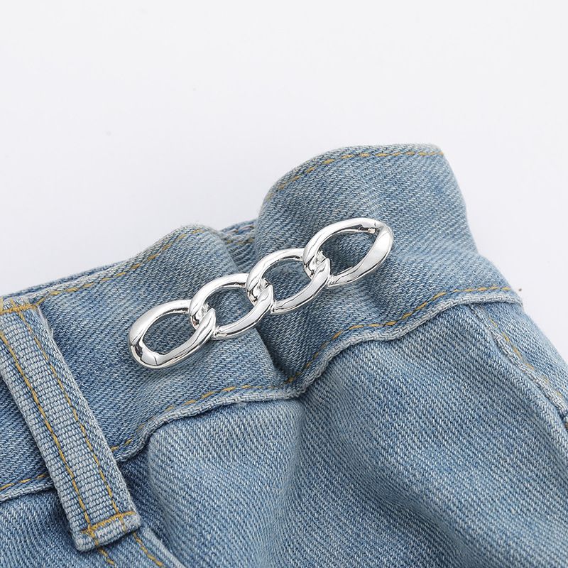 Detachable, No-Sew, No-Drill Waist-Cinching Pin — Versatile Alloy Chain Button & Brooch/Silver - Image 2