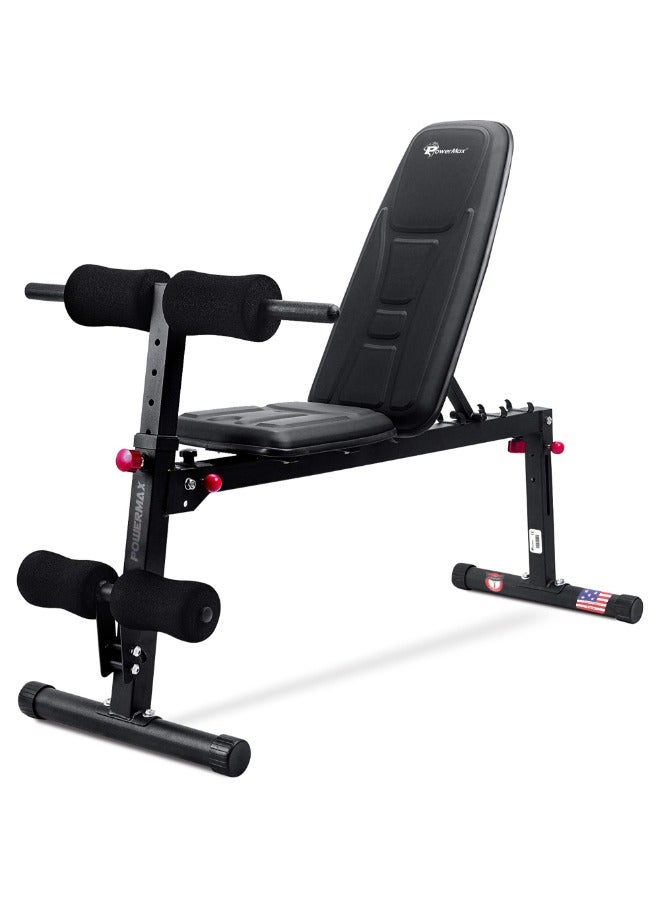 PowerMax Fitness BM-100A Adjustable Multi-functional Bench Press for Home and Gym Max User Weight 130kg with 5 Level Back Rest Incline Secured Adjustments and 8 Level Handlebar Height Adjustment