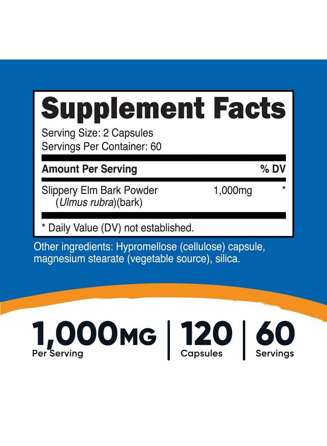 Nutricost Slippery Elm Bark Capsules 1000mg Per Serving, 120 Capsules - Non-GMO, Gluten Free, Vegetarian Friendly - Image 2