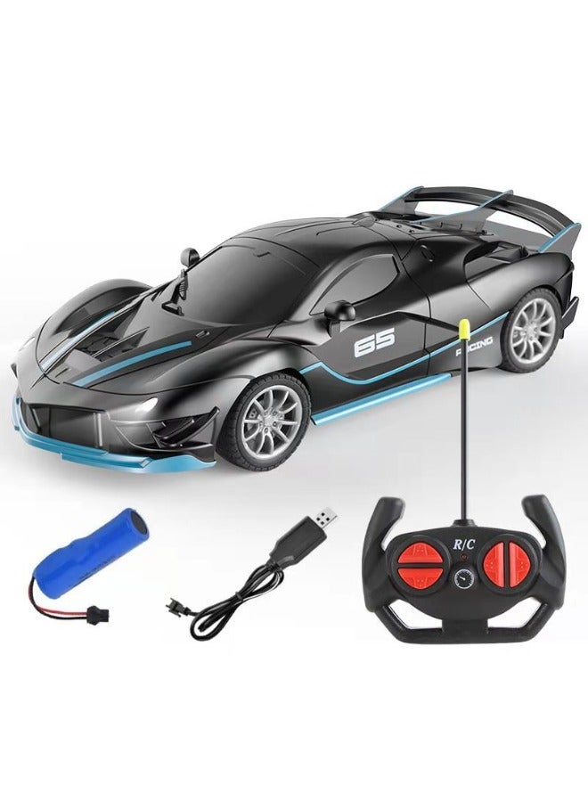 1:18 High Speed Remote Control Car with Cool Car Lights, Rechargeable Version 22 x 10 x 7 cm, Black - Image 1
