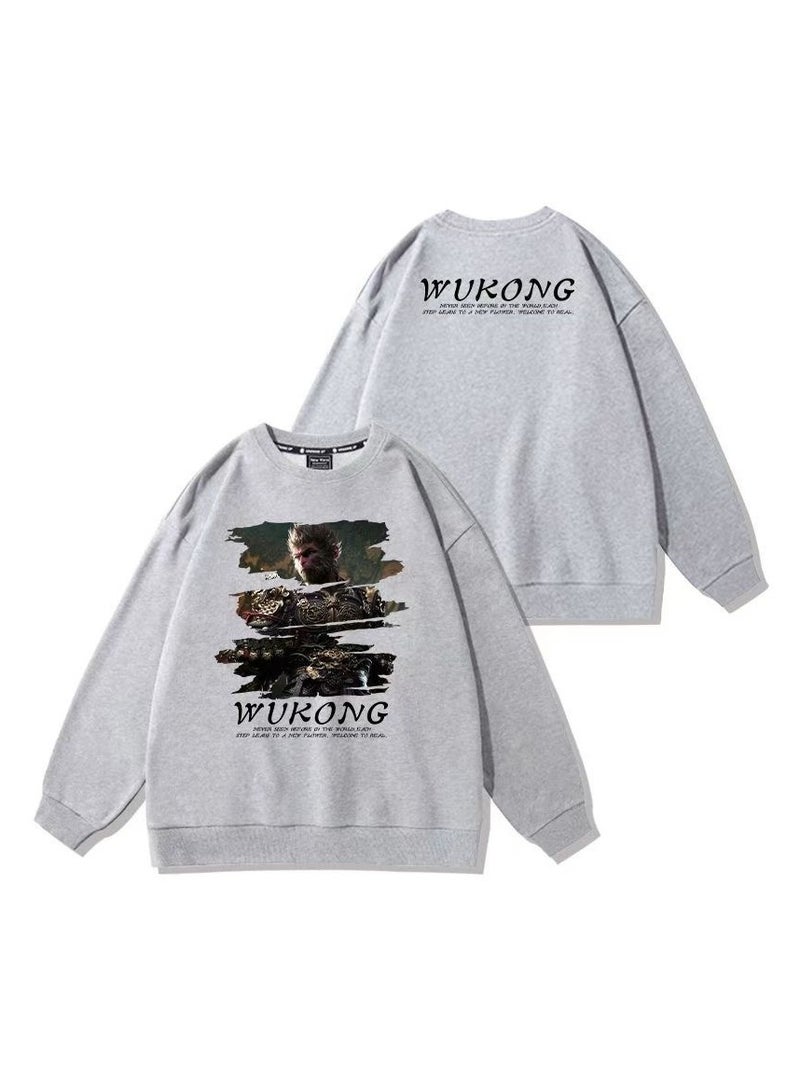 MQD Black Mythical Loose Round Neck Hoodie 