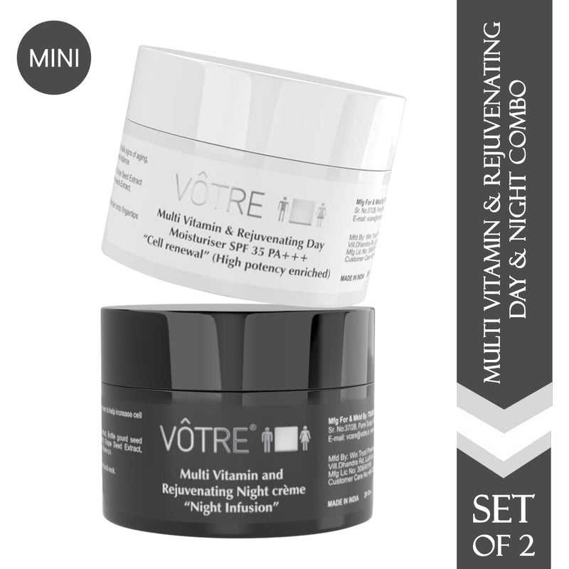 Votre Votre Natural Vegan Mini Multi Vitamin and Rejuvenating Day and Night Cream Combo To Prevent Pre Mature Aging Dullness  No Paraben Sulfates Each 30 Gm - Image 2