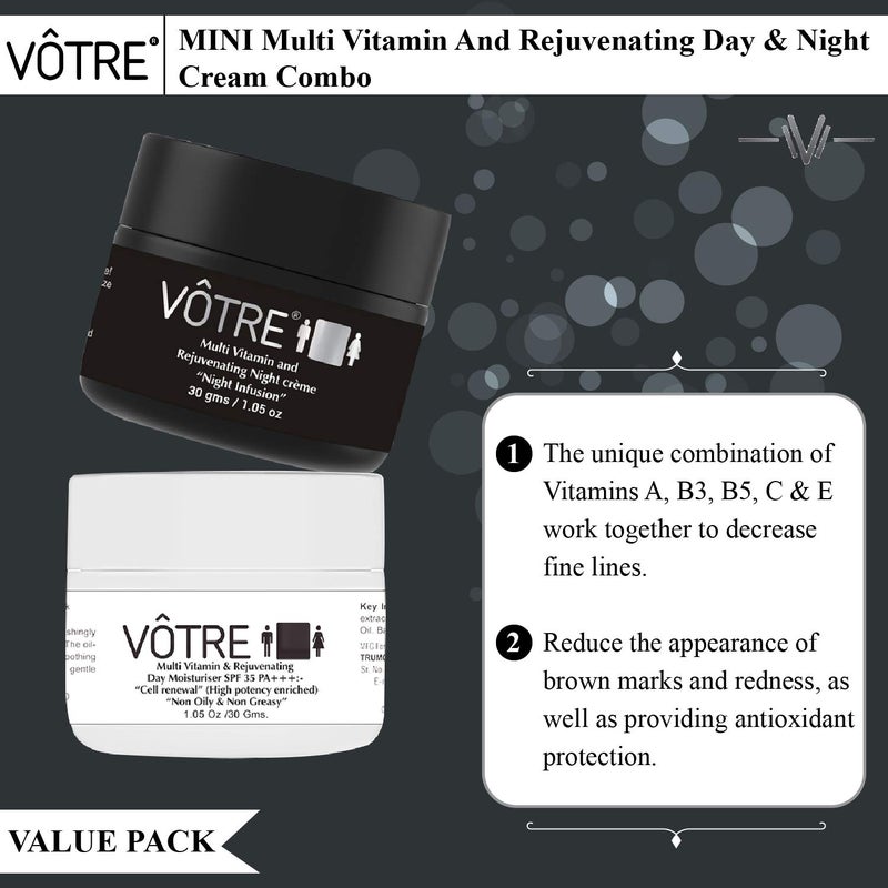 Votre Votre Natural Vegan Mini Multi Vitamin and Rejuvenating Day and Night Cream Combo To Prevent Pre Mature Aging Dullness  No Paraben Sulfates Each 30 Gm - Image 3
