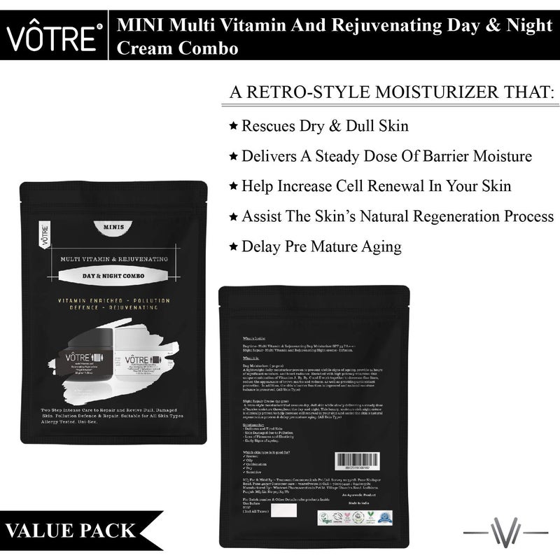 Votre Votre Natural Vegan Mini Multi Vitamin and Rejuvenating Day and Night Cream Combo To Prevent Pre Mature Aging Dullness  No Paraben Sulfates Each 30 Gm - Image 4
