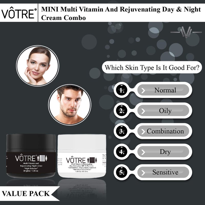 Votre Votre Natural Vegan Mini Multi Vitamin and Rejuvenating Day and Night Cream Combo To Prevent Pre Mature Aging Dullness  No Paraben Sulfates Each 30 Gm - Image 5