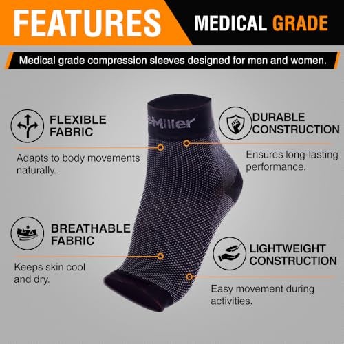 Doc Miller Ankle Brace for Women & Men – Foot Compression Sleeve, Toeless Wrap & Support for Pain Relief, Plantar Fasciitis, Achilles Tendonitis & Injury Recovery, 1 Pair - Image 5