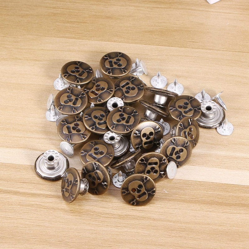 klarako 25 Pcs Upholstery Buttons Metal Press Stud Metal Button Clips Snaps for Sewing Decorative Pants Button Sew on Snap Fasteners Jeans Spring Buckle Fittings Trouser Buttons Rivet - Image 3