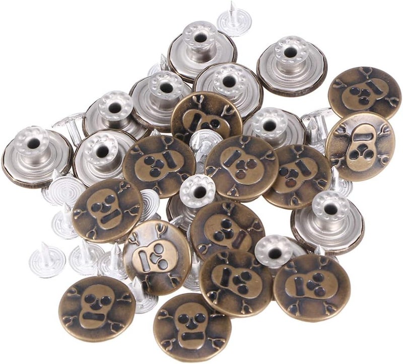 klarako 25 Pcs Upholstery Buttons Metal Press Stud Metal Button Clips Snaps for Sewing Decorative Pants Button Sew on Snap Fasteners Jeans Spring Buckle Fittings Trouser Buttons Rivet - Image 1