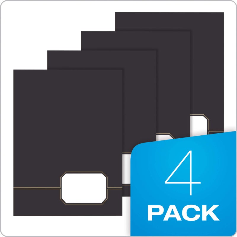 Oxford Monogram Executive Twin Pocket Folders, Letter Size, Black with Gold Foil Trim, 4 Pack (04161EE), 9" x 11 7/8" - Image 5